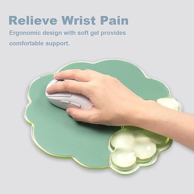 Clear Wrist Rest for Keyboard and Mouse - Ergonomic Cloud Mouse Pad with Gel Wrist Support, Non-slie Base Cute Office Accessories for/Desktop/Latop/Home/Gaming