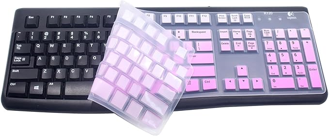 Silicone Keyboard Skin Cover Protector Compatible for Logitech K120 & MK120 Full-Size Wired Keyboard, MK120 & K120 Keyboard Protective Accessories (Ombre Purple)