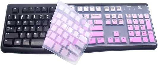 Silicone Keyboard Skin Cover Protector Compatible for Logitech K120 & MK120 Full-Size Wired Keyboard, MK120 & K120 Keyboard Protective Accessories (Ombre Purple)