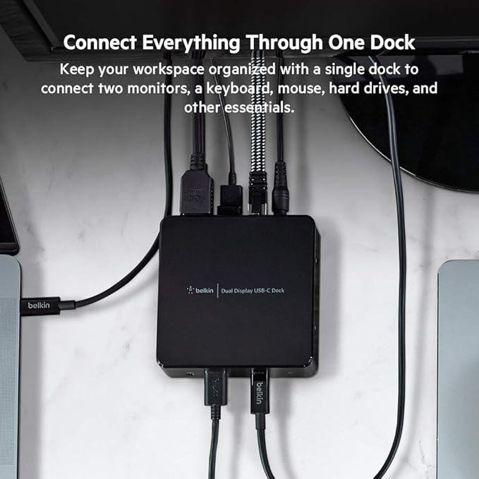 Belkin USB-C Dual Display Docking Station - Type-C, USB 3.2 Gen 1, Black