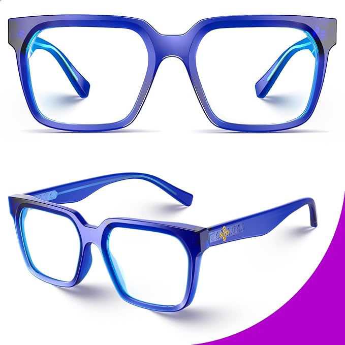 VISOONE Rectangle TR90 Blue Light Blocking Glasses Computer Eyewear with Preppy Look for Women and Men Cougar