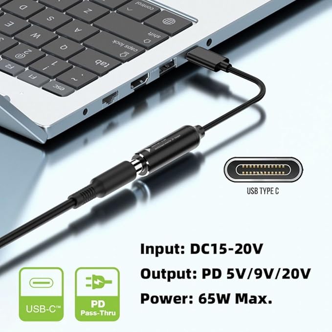 4.5mm Laptop Charging Adapter Female DC 4.5 x 3.0mm to Male Type C for HP 65W USB-C Laptop Charger