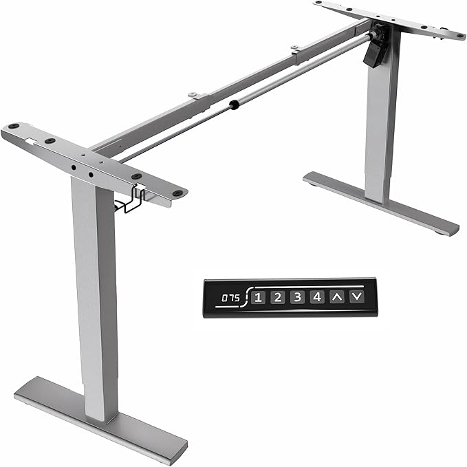 VIVO Electric Stand Up Desk Frame Workstation, Frame Only with 220 lbs Capacity, Brushless Motor Standing Height Adjustable Legs with Memory Controller, Gray, DESK-V100EGY