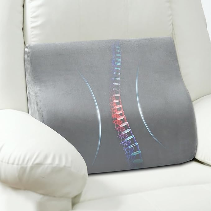 Back Support Pillow for Recliner Chair, Memory Foam Couch Back Cushions Ergonomic Large Lumbar Support Pillow for Lower Back Pain Relief, with Soft Velvet
