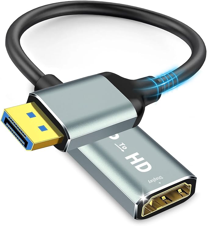 4K Display Port to HDMI Adapter, Uni-Directional Display Port Computer to HDMI,Plug & Play Converter with Audio & Video Sync for HDTV/Monitor/Projector/PC, Durable Gold-Plated Connectors