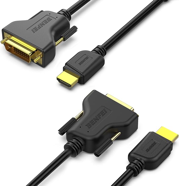 BENFEI HDMI to DVI, 2 Pack HDMI to DVI Cable Bi Directional DVI-D 24+1 Male to HDMI Male High Speed Adapter Cable Support 1080P Full HD Compatible for Raspberry Pi, Roku, Xbox One, PS4 PS3