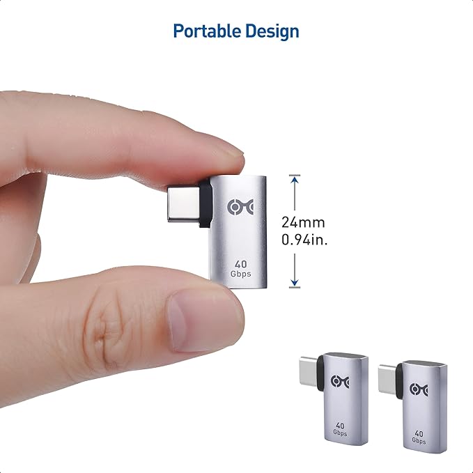 Cable Matters 2-Pack 40Gbps Flat Right Angle USB C Adapter, Up to [4K@240Hz Video, 240W Charging, 40Gbps Data Transfer] 90 Degree USB C Adapter, Compatible with Thunderbolt 4, iPhone 16, Steam Deck