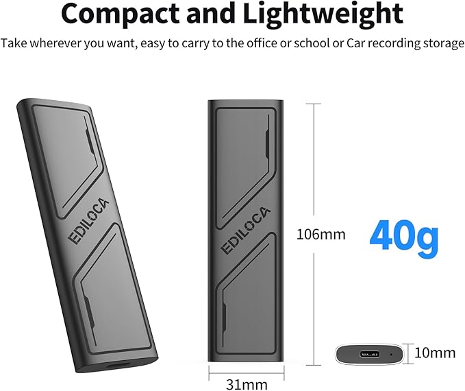 EP1000 External Hard Drive 2TB,Portable Ssd,External Solid State Drives Up to 1000MB/s Read, Storage Expansion, Compatible w/USB-C Smartphones, PC, Mac, Tablets, Sleek & Sturdy Design
