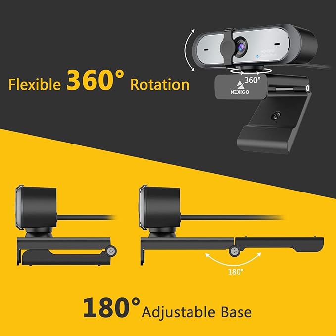 NexiGo N660P 1080P 60FPS Webcam with Software Control, Dual Microphone & Cover, Autofocus, HD USB Computer Web Camera, for OBS/Gaming/Zoom/Skype/FaceTime/Teams/Twitch (Renewed)