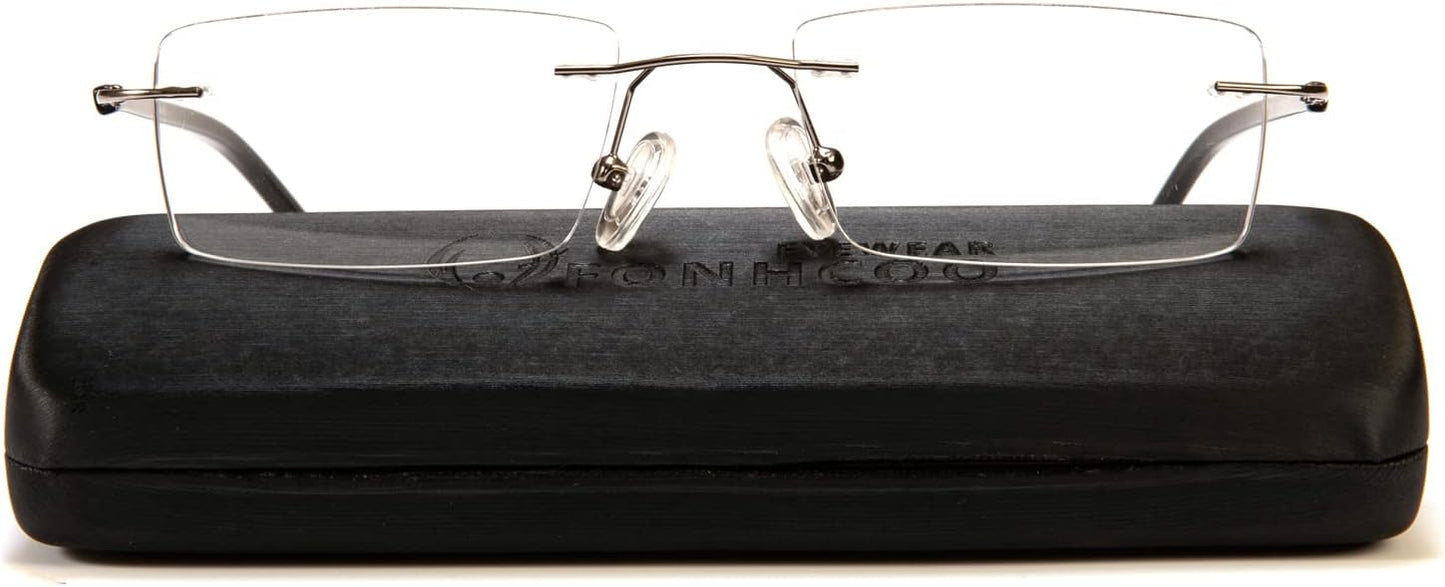 FONHCOO Blue Light Blocking Glasses Anti Blue Ray Unisex Lightweight Rimless Frameless Rectangle Computer Gaming Glasses