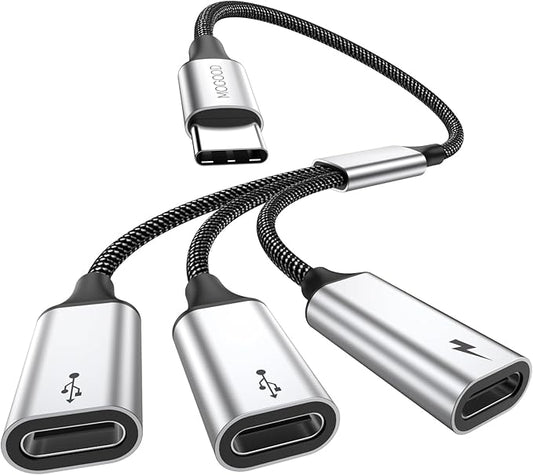 MOGOOD USB C Splitter, 3-Port USB C Y-Cable, 1 Male to 3 Female, 60W PD Charging Pass-Through & Data Transfer – for Steam Deck, iPad Pro, Samsung Galaxy, Laptop – Expand USB-C Ports