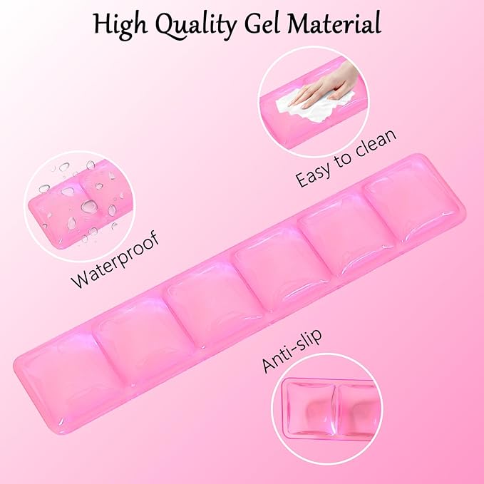 Acrylic Computer Keyboard Stand with Gel Plaid Wrist Rest Keyboard Riser with Comfortable Clear Silicone Mouse Wrist Pad Ergonomic Tilted Transparent Keyboard Holder for Desktop Office Hot Pink