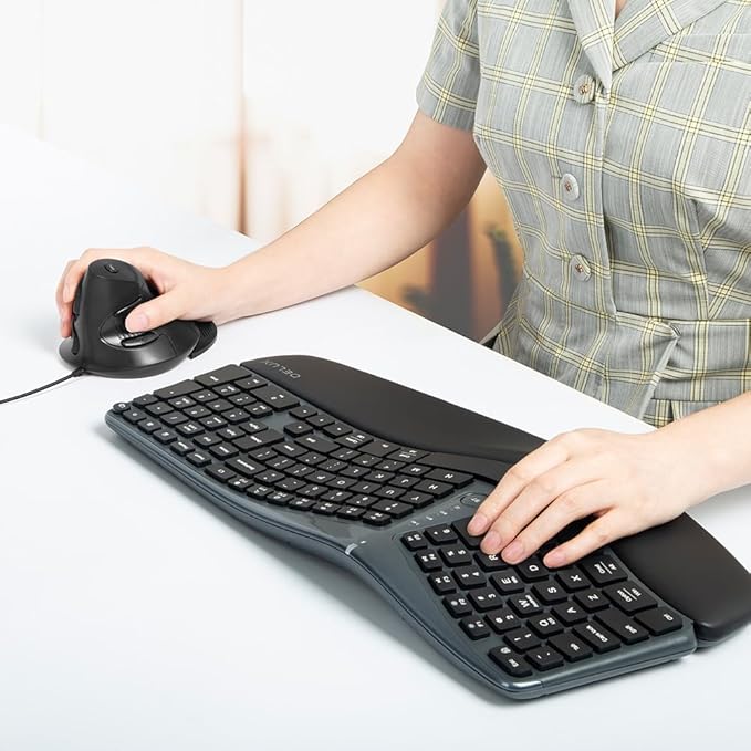 DELUX Wired Ergonomic Vertical Mouse, Vertical Mouse for Medium Hands, Removable Wrist Rest, Silent Click Ergo Mouse, Up to 4200 DPI, 6 Programmable Buttons, Compatible with Laptop/PC (M618XU-Black)