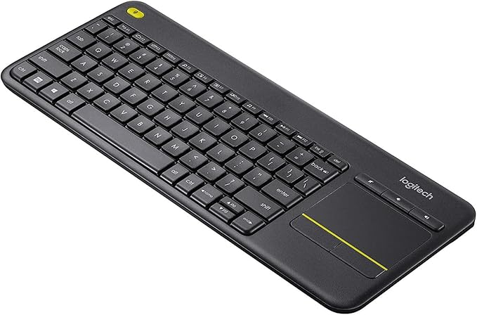 Logitech K400 Plus Wireless Touch TV Keyboard with Easy Media Control and Built-in Touchpad, HTPC Keyboard for PC-Connected TV, Windows, Android, ChromeOS, Laptop, Tablet - Black