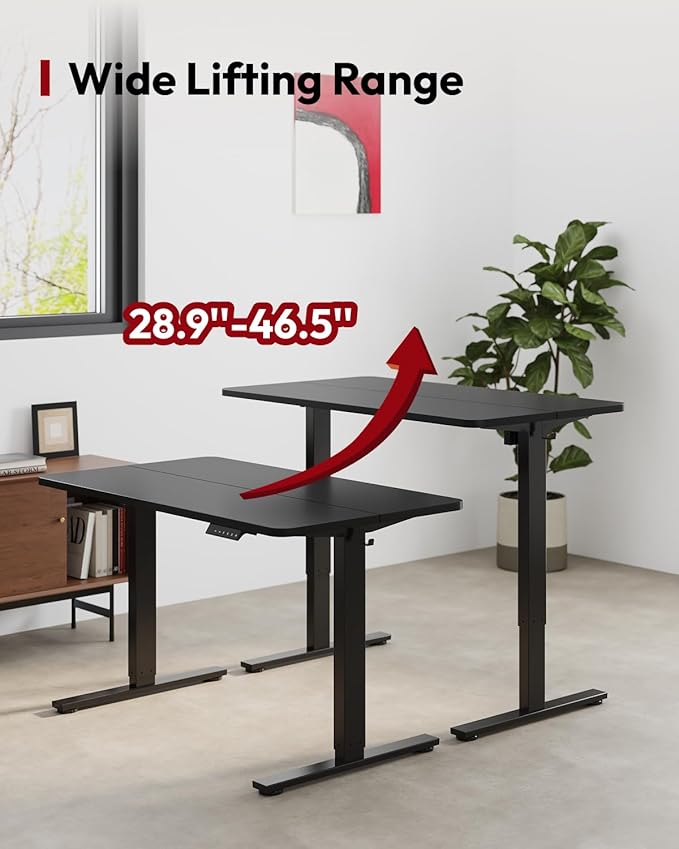 SANODESK Height Adjustable Electric Standing Desk 40x24 Inches, Sit Stand Desk with Splice Board for Home Office, Ergonomic Computer Workstation, Study & Gaming, Black Frame/Black Top