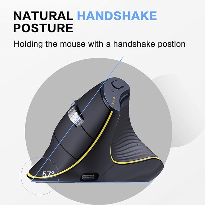 JOMAA Ergonomic Wireless Bluetooth Vertical Silent Mouse, Rechargeable with Backlight and Fast Scrolling, Suitable for Laptop,Desktop,PC,MacBook