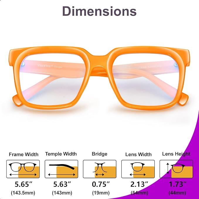 VISOONE Rectangle TR90 Blue Light Blocking Glasses Computer Eyewear with Preppy Look for Women and Men Cougar