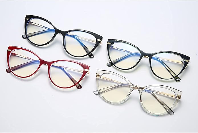 LJCZKA Blue Light Blocking Glasses Women Anti Eye satrain Computer Cat eye Eyeglasses Cateye Clear Frame