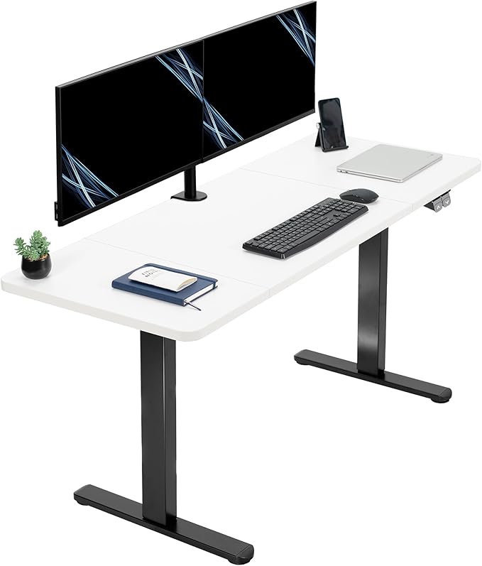 VIVO Electric 60 x 24 inch Stand Up Desk, Height Adjustable, White Top Black Frame, Home and Office Furniture Sets, DESK-KIT-B06W
