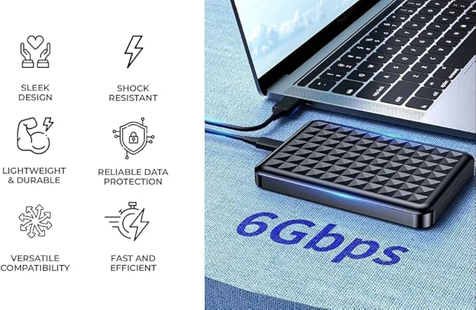 500GB Portable External Hard Drive USB 3.0/Type-C – Slim High-Speed HDD for Backup, Storage, Gaming – Compatible with PC, Mac, Laptop, PS4, PS5, Xbox, Windows, MacBook, Smart TV (500 GB)