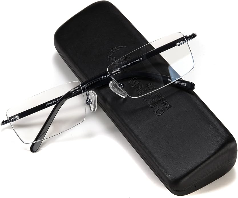 FONHCOO Blue Light Blocking Glasses Anti Blue Ray Unisex Lightweight Rimless Frameless Rectangle Computer Gaming Glasses