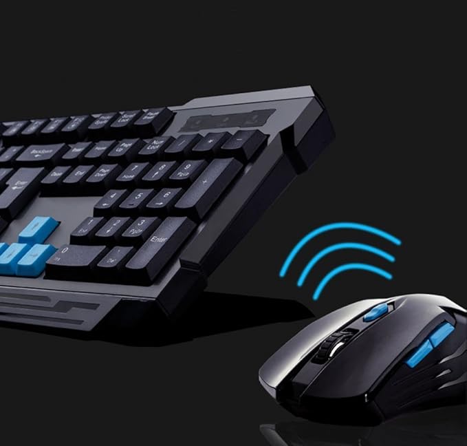 Keyboard Mouse Combos,Soke-Six Waterproof Multimedia 2.4GHz Wireless Gaming Keyboard with USB Cordless Ergonomic Mouse DPI Control For Desktop PC Laptop(Black)
