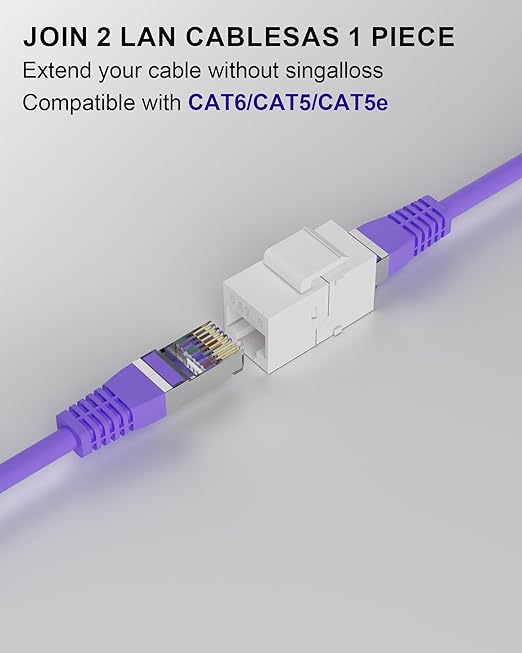RJ45 Cat6 Keystone Coupler, 100-Pack Cat 6 Keystone Jack Ethernet Coupler Female to Female for Cat6/Cat5e/Cat5 Network Cable, White