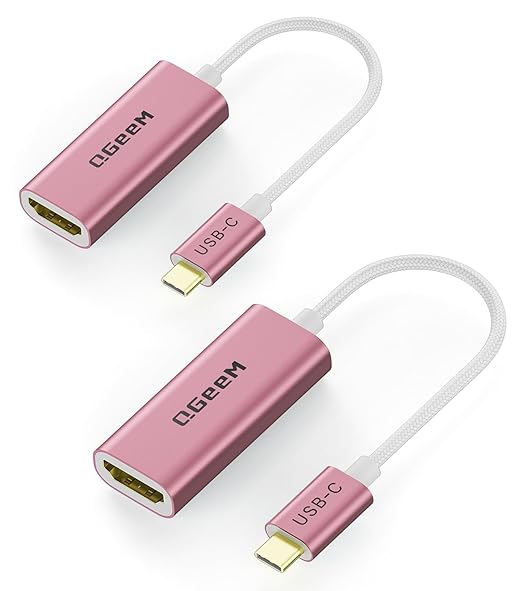 QGeeM USB C to HDMI Adapter 4K@60Hz,Type-C Thunderbolt 3/4 to HDMI Adapter Converter,Compatible for MacBook Pro,iPhone17 Max Plus,iPad Air,XPS,Galaxy S24Ultra,iMac Mini Etc.