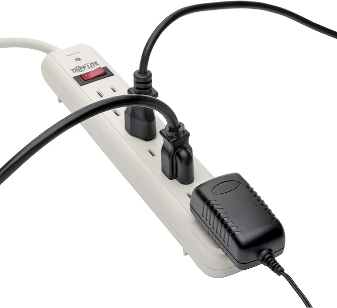 Tripp Lite 7 Outlet Surge Protector Power Strip, Extra Long 12ft Cord, Lifelong Warranty & $25,000 Insurance (TLP712),White