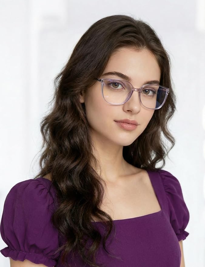 Vintage Cat-eye Blue Light Blocking Glasses for Women, Lightweight TR90 Fashion Eyeglasses