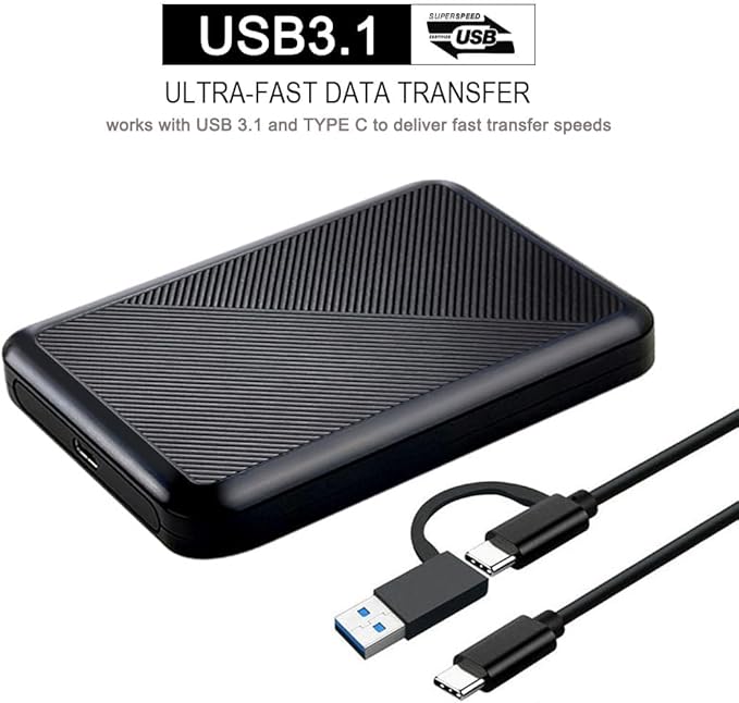 750GB Ultra Slim Portable External Hard Drive USB 3.1 Type C HDD Storage for PC, Mac, Laptop, PS4, Xbox one, TKEHD-1531-750