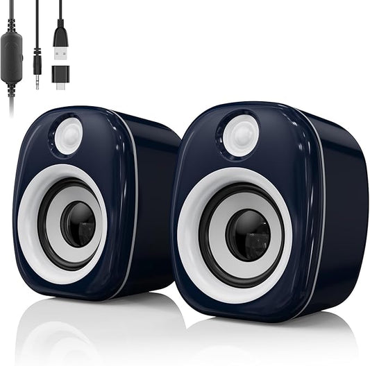 USB Speakers,Computer Speakers for Desktop PC,Desktop Gaming Speakers,Small Computer Speakers USB Powered 3.5mm Aux Speaker for PC,Laptop,Tablet,Monitor,Phone, Blue