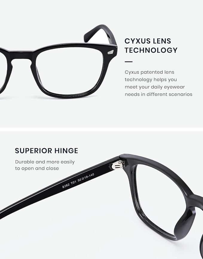 Cyxus Blue Light Glasses Men Women Reduce Eye Strain UV Blocking for Office Work Computer Screen 8082