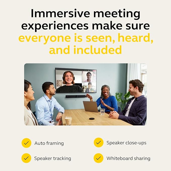 Jabra PanaCast 50 – Intelligent 180° Panoramic-4K Meeting Room Video Camera – Inclusive Video Conferencing Camera with Full Coverage, Easy to Set-Up Wide Angle Webcam with Microphones - Black