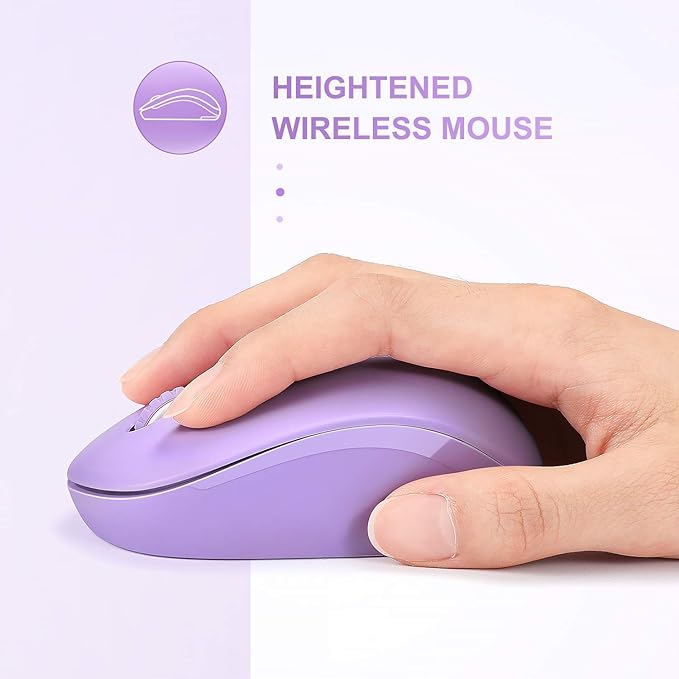 seenda Wireless Mouse for Laptop, 2.4G Noiseless Mouse with USB Receiver - Optical Tracking Portable Computer Mice for Chromebook, PC, Tablet, Windows System, 24 Months Battery Life - Purple