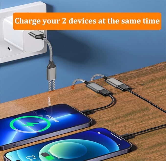 USB C Male to Dual USB Female Adapter, USB Splitter, Type C OTG Adapter, Dual Port Hub, Compatible with iPhone 15 Max, MacBook Pro, iPad Air, Surface GO, Xbox One