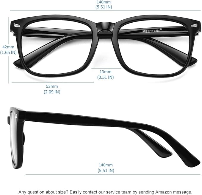 MEETSUN Blue Light Blocking Glasses, Anti Eye Strain Headache (Sleep Better),Computer Reading Glasses UV400 Transparent Lens (Black+Leopard+Tortoise, 53)
