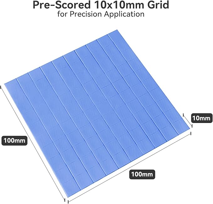 Aairhut Thermal Pad Kit: 4 x 100x100mm Pre-Scored Sheets (0.5mm + 1mm + 1.5mm + 2mm) - Each Yields 100 x 10x10mm Pads for GPU, SSD, Laptop
