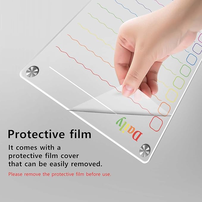 4Pcs Fridge Calendar Set, Clear Magnetic Dry Erase Daily, Weekly, Monthly Planners & Menu Board, w/ 2 Packs of 8 Markers