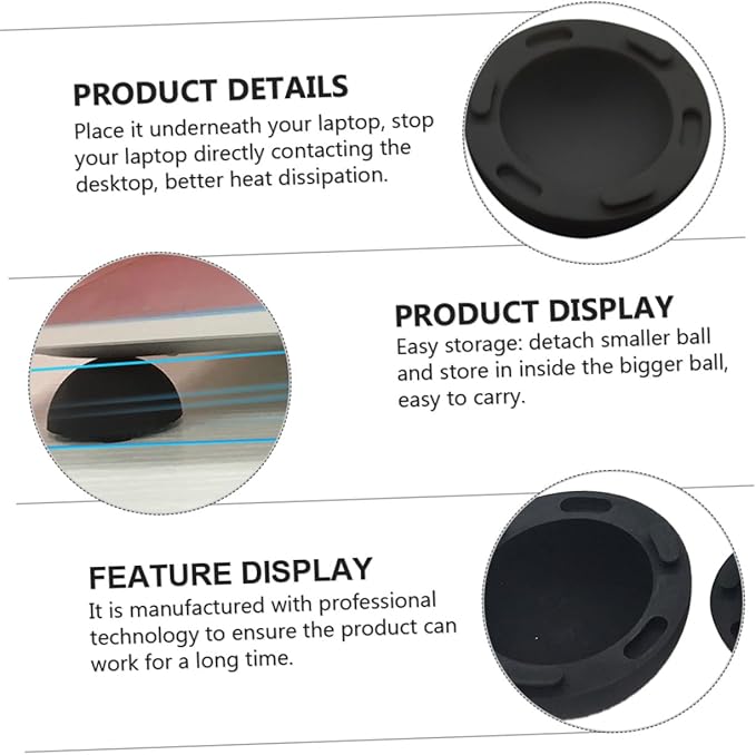 4pcs Black Silicone Laptop Cooling Pads Anti-Slip Laptop Feet Stand Accessories for Improved Airflow and Heat Dissipation