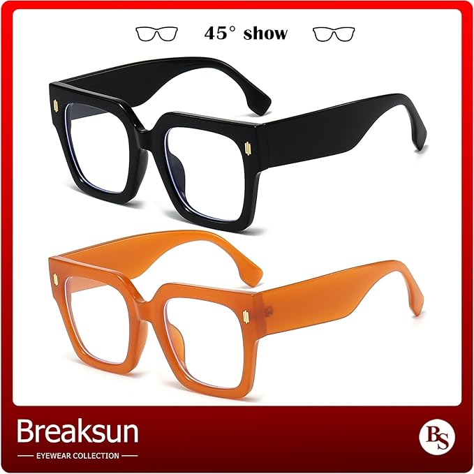 Fashion Oversized Blue Light Blocking Glasses for Women Men Trendy Big Square Frame Computer Eyeglasses