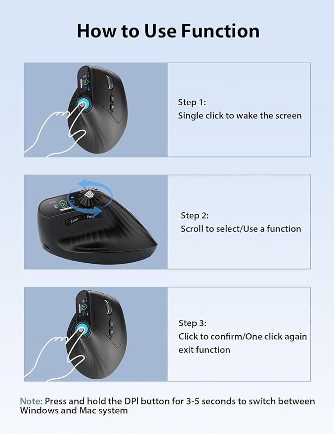 Transformers Vertical Ergonomic Mouse with LED Screen & Knob Control, Rechargeable Vertical Mouse Wireless, 3-Device Connectivity (2.4G + Dual Bluetooth), Quiet Clicks, Computer Mice for PC/Mac/Laptop