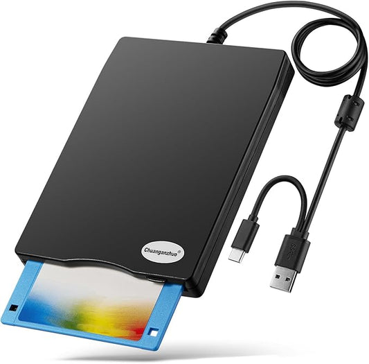 Floppy Disk Reader, 3.5 inch External USB Floppy Disk Drive Not Compatible with Mac, Compatible with Windows 11/10/10 Pro/8/7/2000/XP, Black