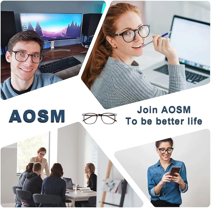 AOSM Blue Light Glasses for Men & Women,Gaming glasses Anti-Glare UV400 Protection,Blue Light Blocking to Relieve Eye Strain