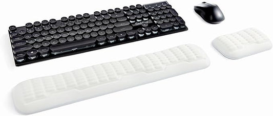 UnivoColors Full-Sized Keyboard & Mouse Wrist Rest Set-Ergonomic 3.0 Upgrade,Wave Curve Support,Comfortable Support & Fatigue Relief,Non-Slip Base,Perfect for Work & Gaming(Ivory)