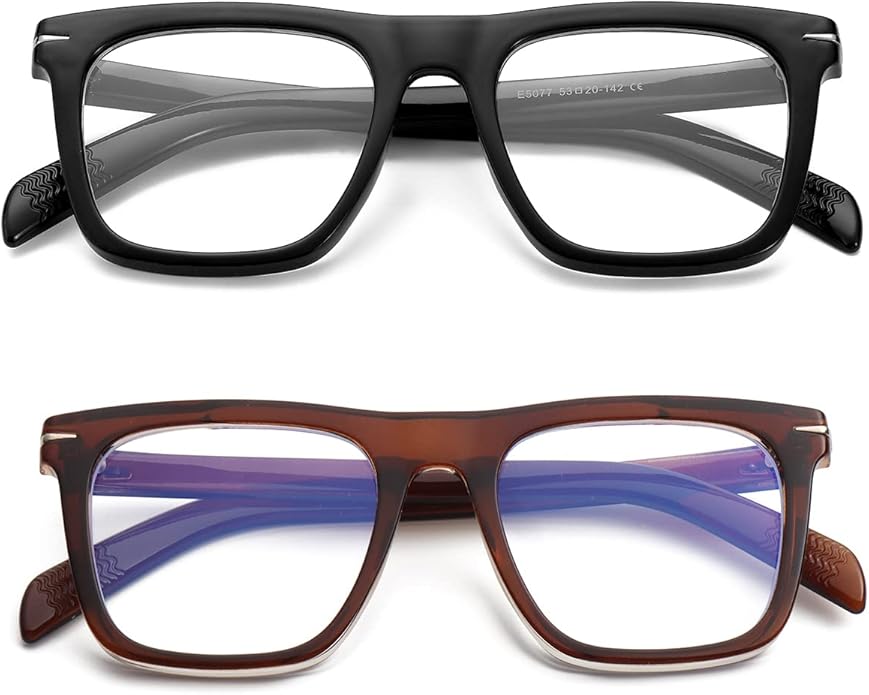 Gleyemor Blue Light Glasses for Men Women Trendy Square Frame Blue Light Blocking Lens Computer Glasses