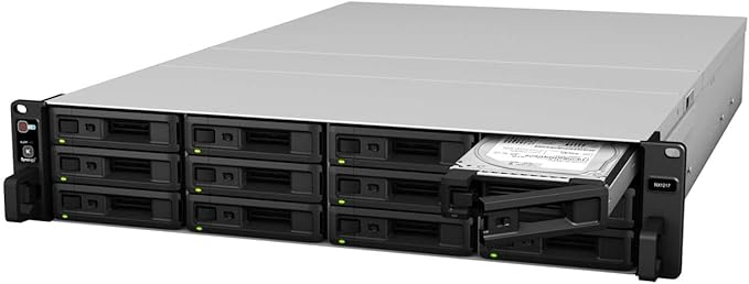 Synology RX1217RP 12-AY 2U Rack Mount Storage Expansion Unit With 2X Power Supply, 3.5"/2.5" Sata Drive Bays, Diskstation Manager, Diskless