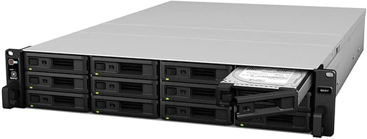 Synology RX1217RP 12-AY 2U Rack Mount Storage Expansion Unit With 2X Power Supply, 3.5"/2.5" Sata Drive Bays, Diskstation Manager, Diskless