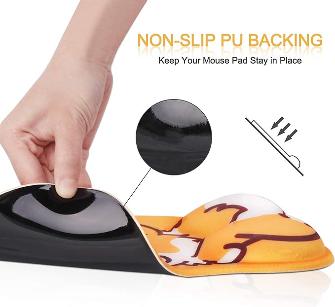 HAOCOO Wrist Rest, Cute Mouse Pad, Ergonomic Mouse Pad with Wrist Support,Non-Slip Base Corgi Butt Wrist Rest, Rest Easy-Typing for Gaming Office Computer Laptop Present(Yellow Cute Corgi)