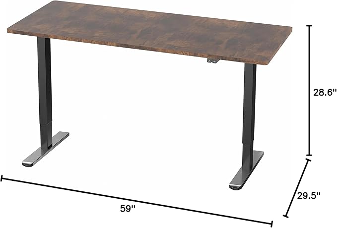 VIVO Electric 60 x 30 inch Stand Up Desk, Height Adjustable, Rustic Vintage Brown Top Black Frame, Home and Office Furniture Sets, DESK-KIT-0B6N